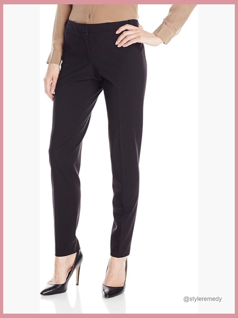 Sleek Fit Straight Leg High Rise Work Pants With Pockets